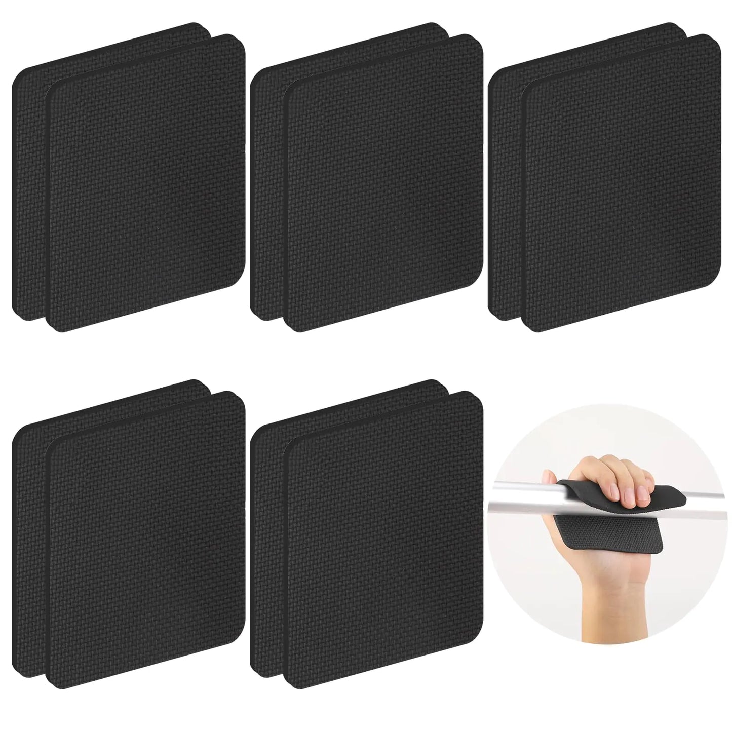 InnoHHustle 10 Pcs Gym Grip Pads for Weight Lifting Pull Up Grips Neoprene Gym Grips Comfort Lifting Hand Grips Gym Gloves Workout Pads for Men Women (Black)